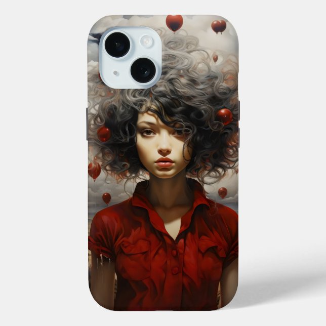 Funda De Case-Mate Para iPhone Chica de Arte Moderno Rojo (Reverso )