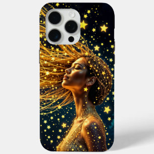 Funda Para iPhone 15 Pro Max Chica de belleza estrella dorada  de belleza cielo