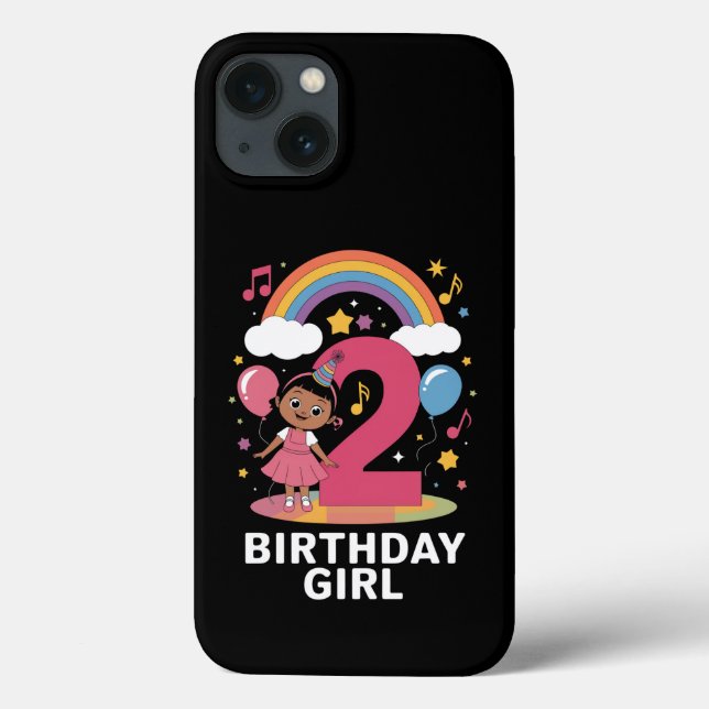 Funda De Case-Mate Para iPhone Chica de cumpleaños de dos años, segundo cumpleaño (Reverso)