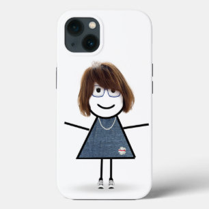 Funda Para iPhone 13 Chica De Figura De Palo En Vidrios