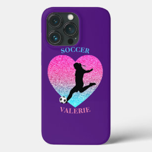 Funda Para iPhone 13 Pro Chica de fútbol Sparkle