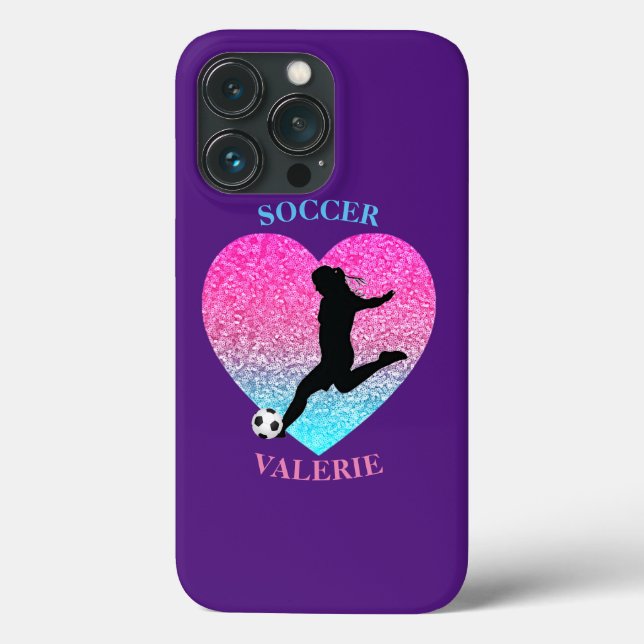 Funda De Case-Mate Para iPhone Chica de fútbol Sparkle (Reverso )