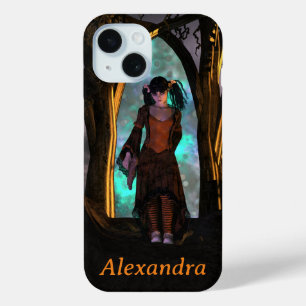 Funda Para iPhone 15 Chica de Halloween espeluznante y lindo