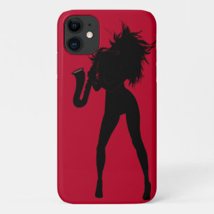 Funda Para iPhone 11 Chica de jazz saxo - Tus colores - rojo