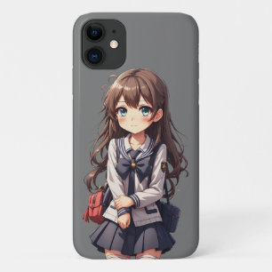 Funda Para iPhone 11 Chica de la escuela japonesa de anime
