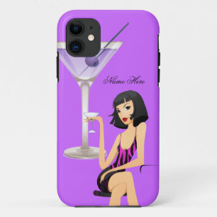 Funda Para iPhone 11 Chica de la fiesta del iPhone 5 Cebra Martini Negr