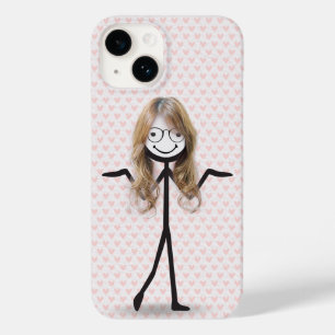 Funda Para iPhone 14 De Case-Mate Chica de la figura de palo con pelo y lentes
