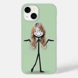 Funda Para iPhone 14 De Case-Mate Chica de la figura de palo con pelo y lentes