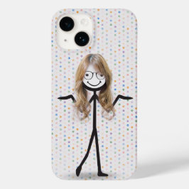 Funda Para iPhone 14 De Case-Mate Chica de la figura de palo con pelo y lentes