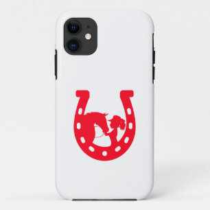 Funda Para iPhone 11 Chica de la herradura roja y caballo