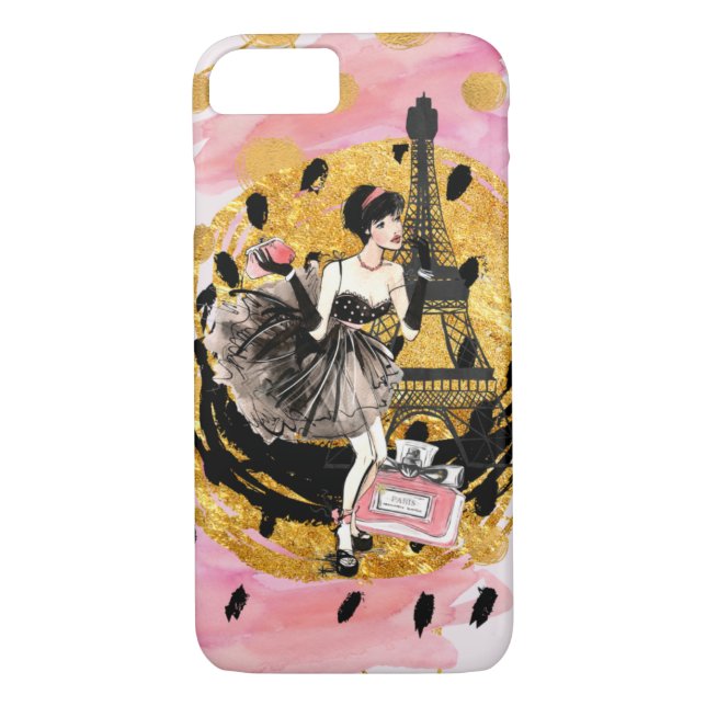 Funda De Case-Mate Para iPhone Chica de la moda en París Phonecase (Reverso)
