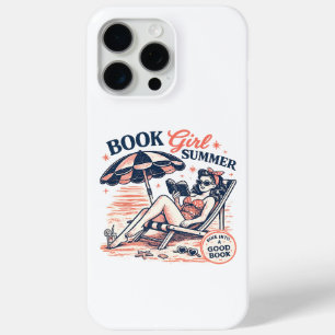 Funda Para iPhone 15 Pro Max Chica de Libro de Lectura de Playa Retro Verano
