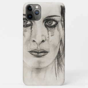 Funda Para iPhone 11 Pro Max Chica de llanto - Dibujo en lápiz