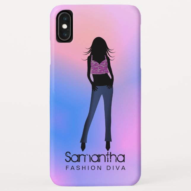 Funda De Case-Mate Para iPhone Chica de moda Diva Blue Jeans (Reverso)