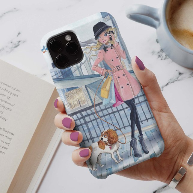 Funda De Case-Mate Para iPhone Chica de moda neoyorquina elegante de diseño rosa  (Subido por el creador)