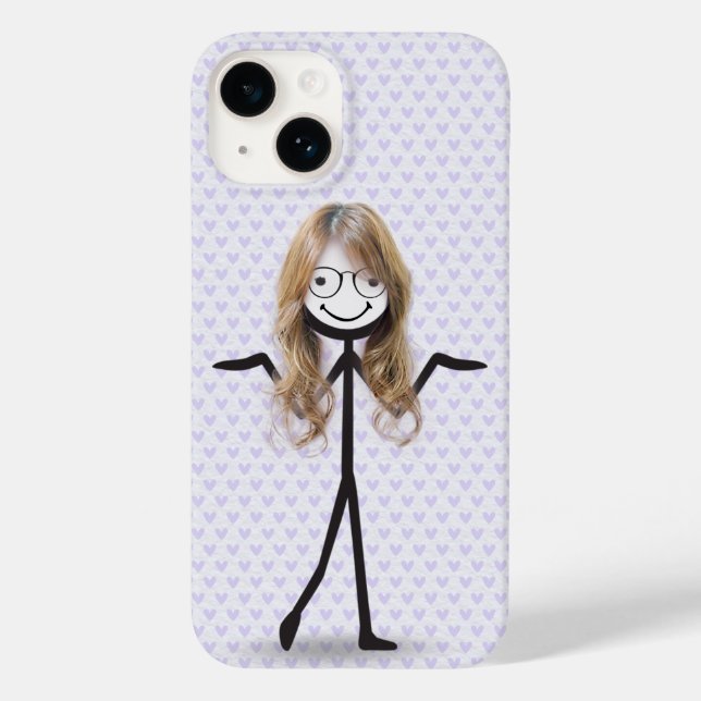 Funda De Case-Mate Para iPhone Chica de palitos con cabello y gafas (Reverso )