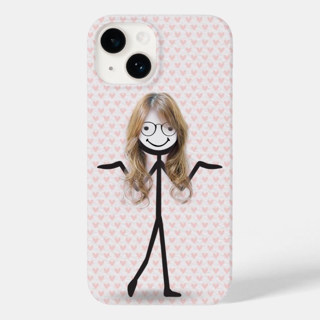 Funda De Case-Mate Para iPhone Chica de palitos con cabello y gafas (Reverso )