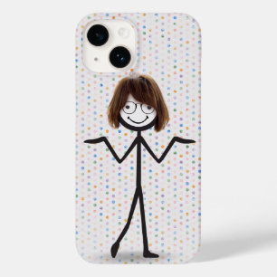 Funda Para iPhone 14 De Case-Mate Chica de palitos con cabello y gafas