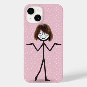 Funda Para iPhone 14 De Case-Mate Chica de palitos con cabello y gafas