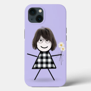 Funda Para iPhone 13 Chica de Palitos con Margaritas 