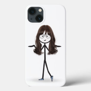 Funda Para iPhone 13 Chica de palitos con pelo oscuro