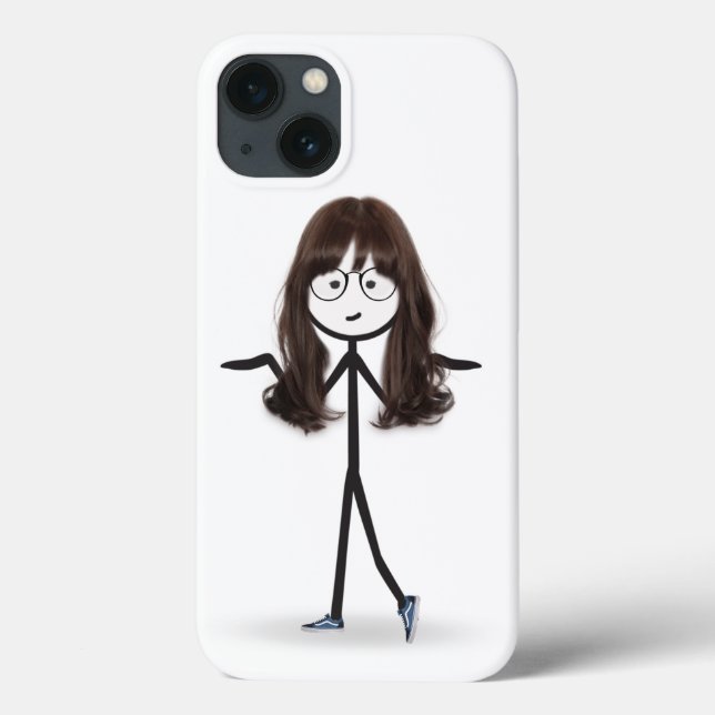 Funda De Case-Mate Para iPhone Chica de palitos con pelo oscuro (Reverso)