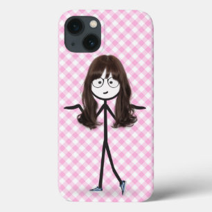 Funda Para iPhone 13 Chica de palitos con pelo oscuro