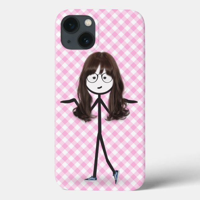 Funda De Case-Mate Para iPhone Chica de palitos con pelo oscuro (Reverso)