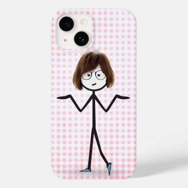 Funda De Case-Mate Para iPhone Chica de palitos con zapatillas en gingham (Reverso )
