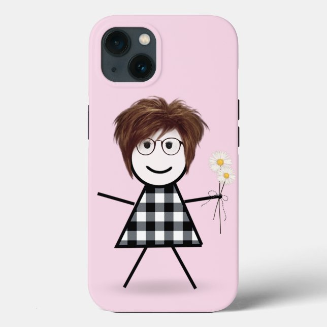 Funda De Case-Mate Para iPhone Chica de palo con Daisy Bouquet (Reverso )