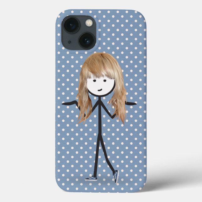 Funda De Case-Mate Para iPhone Chica de palo con pelo rubio sobre puntos (Reverso)