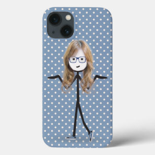 Funda Para iPhone 13 Chica de palo con pelo rubio sobre puntos