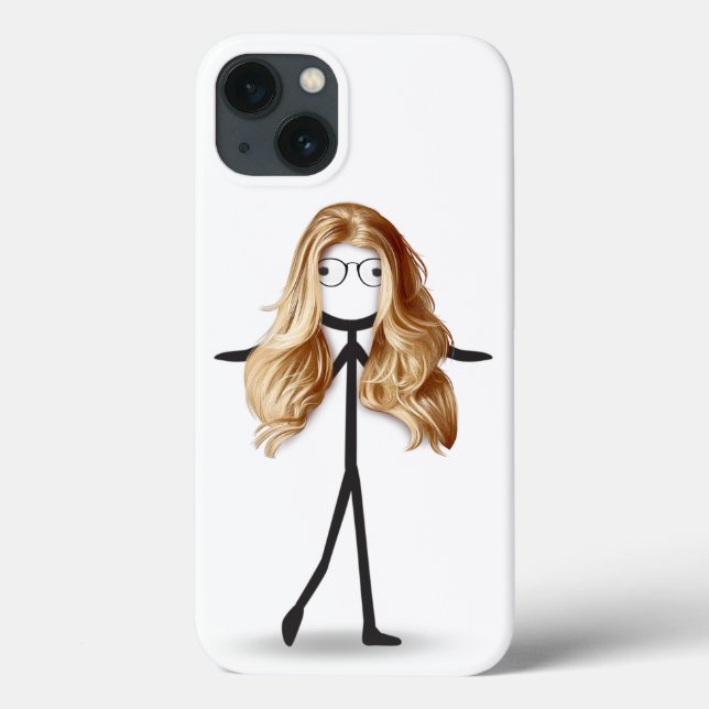 Funda De Case-Mate Para iPhone Chica de palo con pelo rubio y lentes (Reverso)