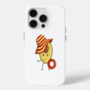 Funda Para iPhone 15 Pro Chica de playa de aguacate con gorra solar y anill