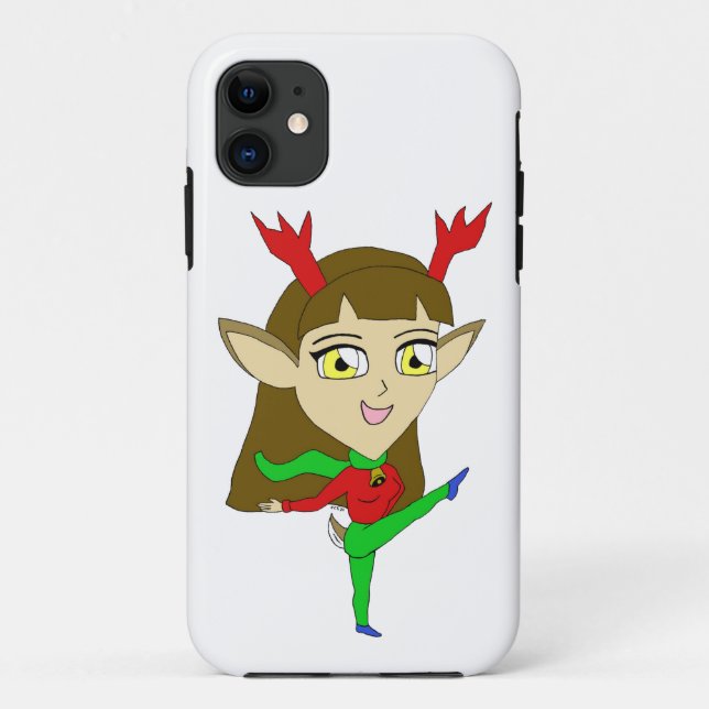 Funda De Case-Mate Para iPhone chica de renos bailadores de chibi (Reverso)