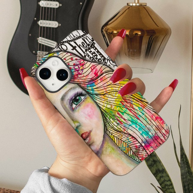 Funda De Case-Mate Para iPhone Chica de retrato artístico negrita Brillante Diver (Subido por el creador)