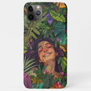 Funda Para iPhone 11 Pro Max Chica de retrato artístico negrita Verde negro bri