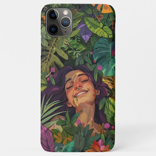 Funda De Case-Mate Para iPhone Chica de retrato artístico negrita Verde negro bri (Reverso)
