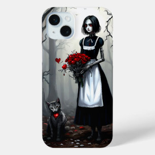 Funda Para iPhone 15 Mini Chica de robots góticos