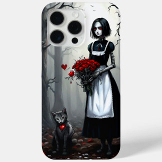 Funda Para iPhone 15 Pro Max Chica de robots góticos
