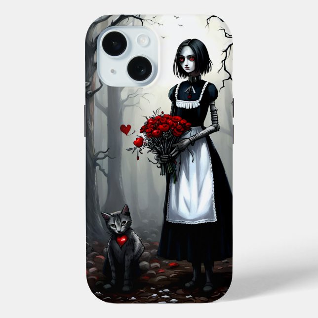 Funda De Case-Mate Para iPhone Chica de robots góticos (Reverso )