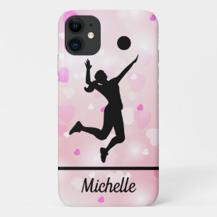 Funda Para iPhone 11 Chica de voleibol con corazones rojos
