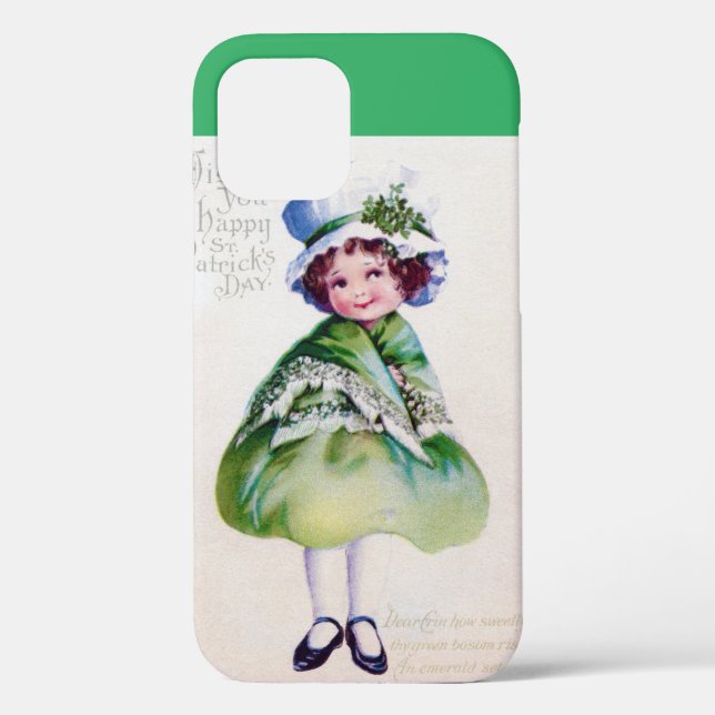 Funda De Case-Mate Para iPhone Chica del Día de San Patricio, Vintage (Reverso )