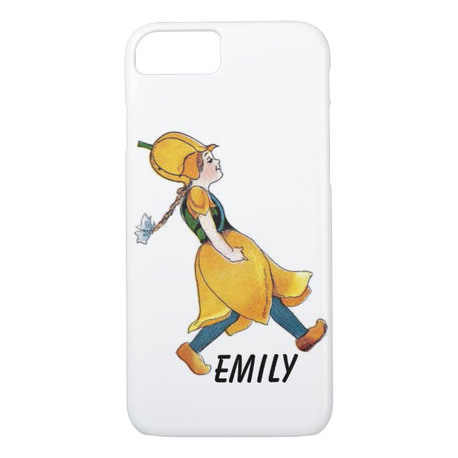 Funda De Case-Mate Para iPhone Chica divertida de flor de tulipano amarillo (Reverso)