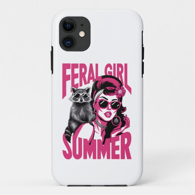 Funda De Case-Mate Para iPhone Chica Feral de Vintage Summer Opossum Funny Raccoo (Reverso)