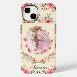 Funda Para iPhone 14 De Case-Mate Chica floral rosa, hora primavera