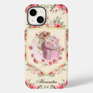 Funda Para iPhone 14 De Case-Mate Chica floral rosa, hora primavera