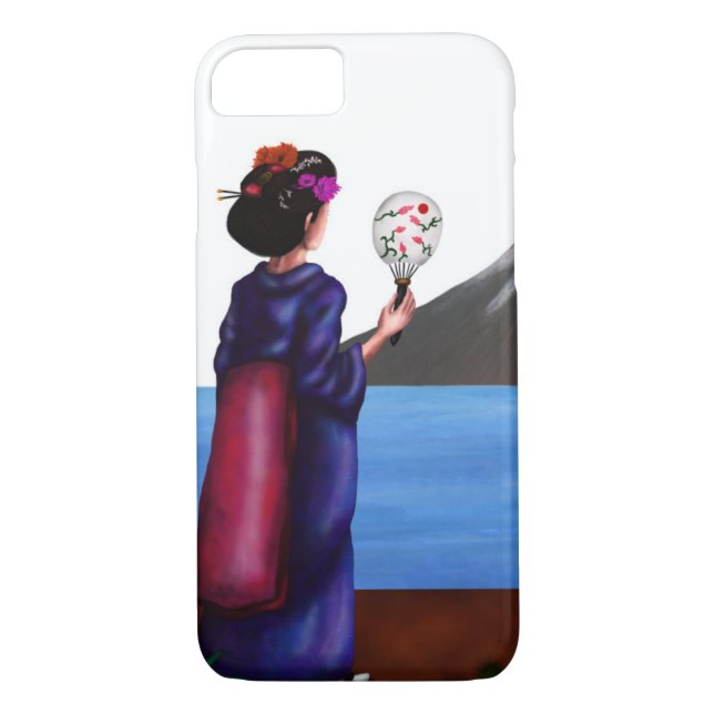 Funda De Case-Mate Para iPhone Chica Geisha japonesa sostiene a un hincha (Reverso)