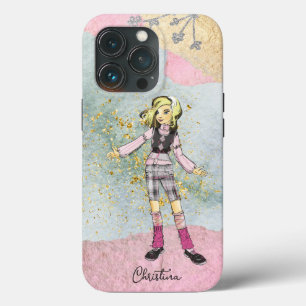 Funda Para iPhone 13 Pro Chica Guay Con Nombre De Oro De Cabello Rubio