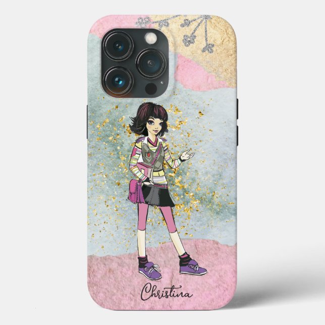 Funda De Case-Mate Para iPhone Chica Guay Con Nombre Oro De Cabello Oscuro (Reverso )